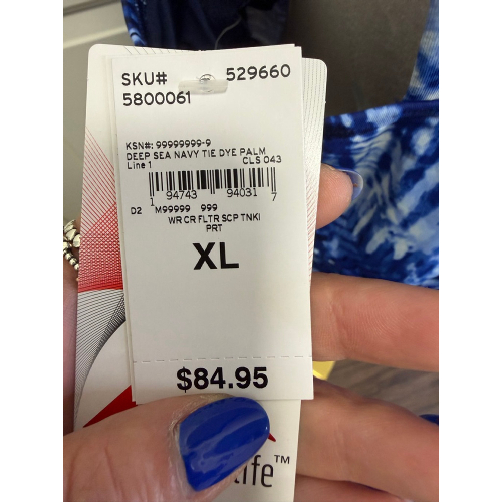 🌊 Lands’ End Women’s Swim Tankini Top – Deep Sea Navy Tie-Dye Palm- XL NWT - Picture 8 of 9